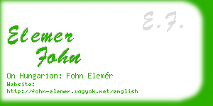 elemer fohn business card